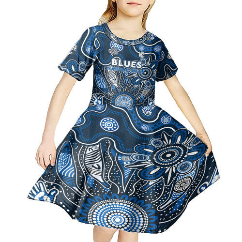 Personalised Blues NAIDOC Week 2024 Kid Short Sleeve Dress Aussie Aboriginal Art