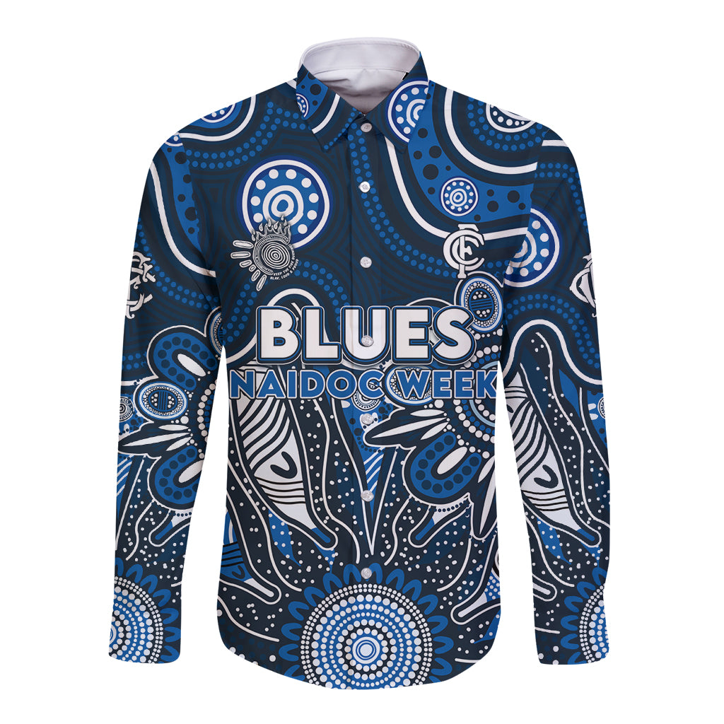 Personalised Blues NAIDOC Week 2024 Long Sleeve Button Shirt Aussie Aboriginal Art