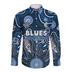 Personalised Blues NAIDOC Week 2024 Long Sleeve Button Shirt Aussie Aboriginal Art