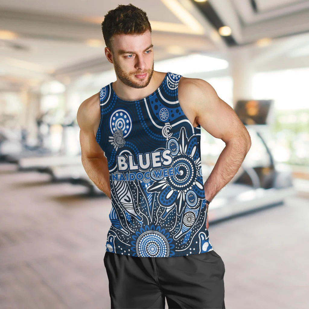 Personalised Blues NAIDOC Week 2024 Men Tank Top Aussie Aboriginal Art