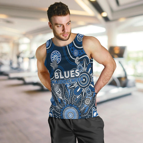 Personalised Blues NAIDOC Week 2024 Men Tank Top Aussie Aboriginal Art