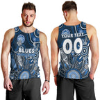 Personalised Blues NAIDOC Week 2024 Men Tank Top Aussie Aboriginal Art