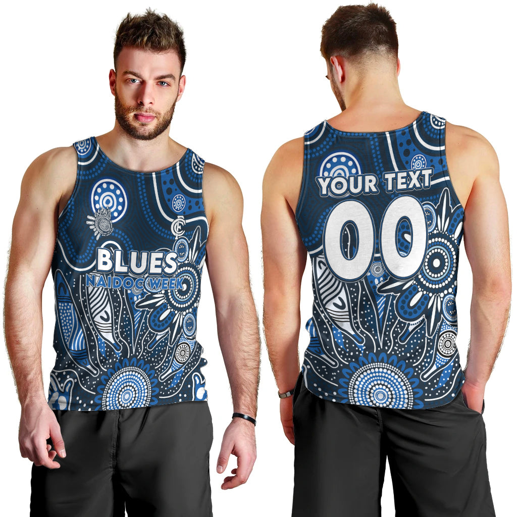 Personalised Blues NAIDOC Week 2024 Men Tank Top Aussie Aboriginal Art