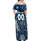Personalised Blues NAIDOC Week 2024 Off Shoulder Maxi Dress Aussie Aboriginal Art