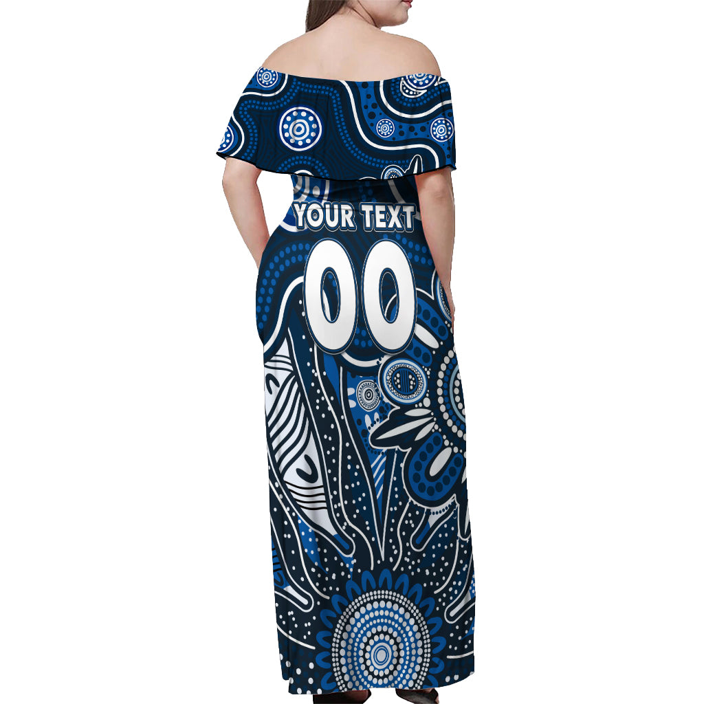 Personalised Blues NAIDOC Week 2024 Off Shoulder Maxi Dress Aussie Aboriginal Art