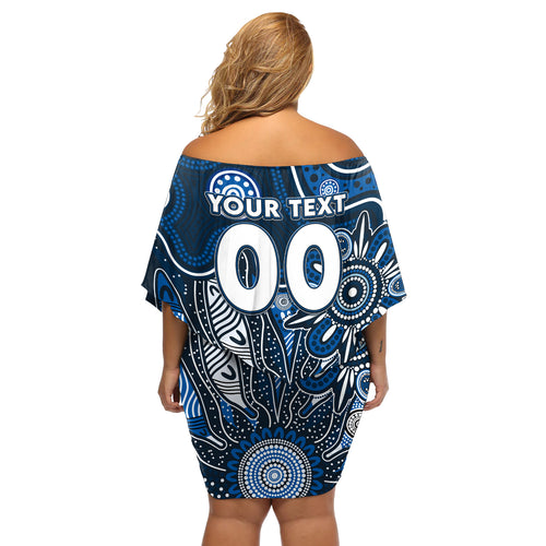 Personalised Blues NAIDOC Week 2024 Off Shoulder Short Dress Aussie Aboriginal Art