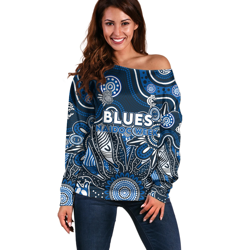 Personalised Blues NAIDOC Week 2024 Off Shoulder Sweater Aussie Aboriginal Art