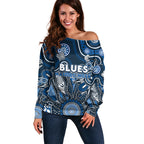 Personalised Blues NAIDOC Week 2024 Off Shoulder Sweater Aussie Aboriginal Art
