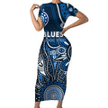Personalised Blues NAIDOC Week 2024 Short Sleeve Bodycon Dress Aussie Aboriginal Art