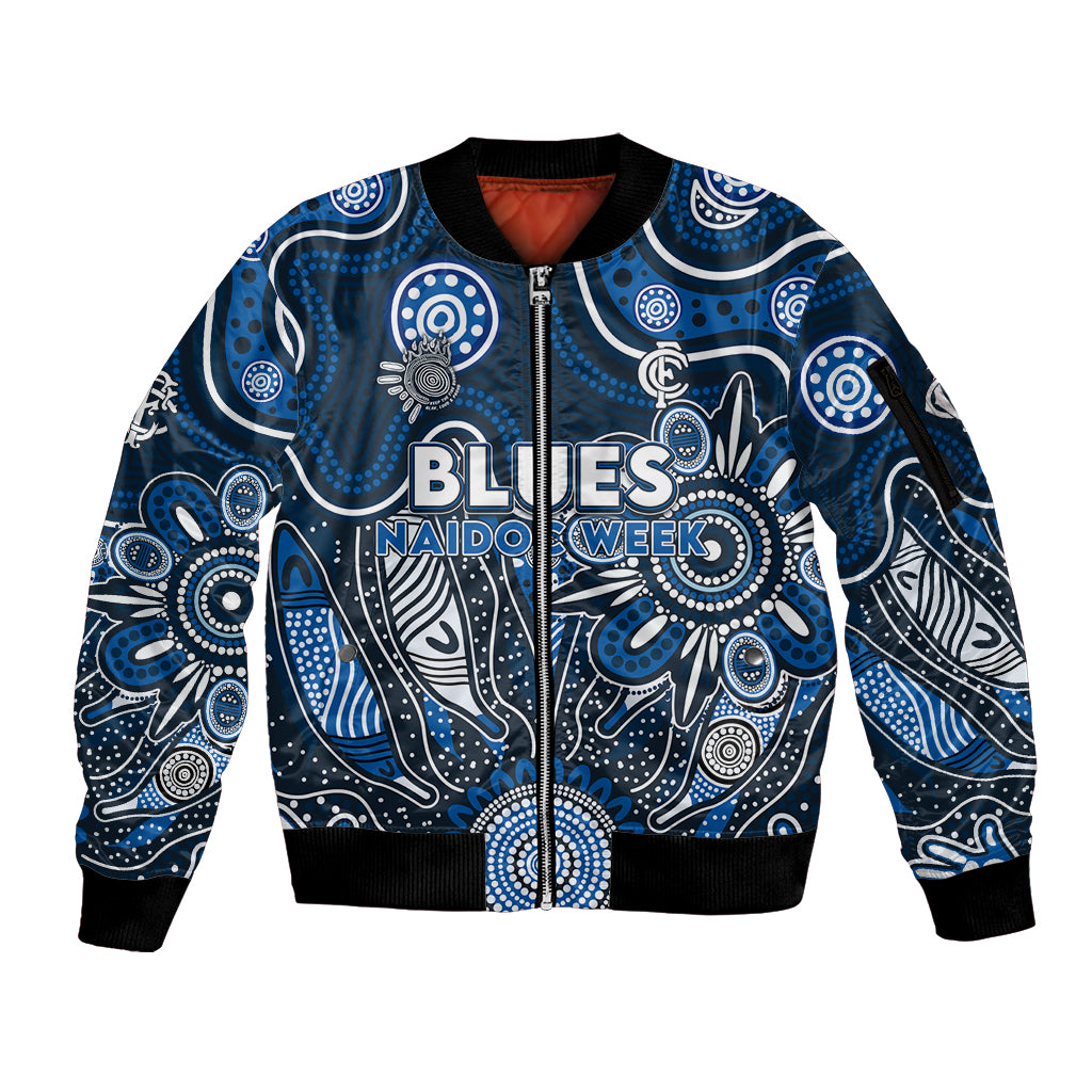 Personalised Blues NAIDOC Week 2024 Sleeve Zip Bomber Jacket Aussie Aboriginal Art