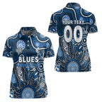 Personalised Blues NAIDOC Week 2024 Women Polo Shirt Aussie Aboriginal Art
