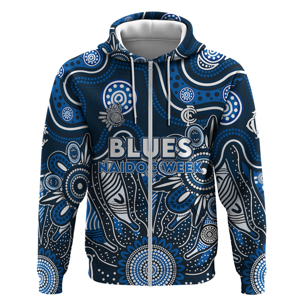 Personalised Blues NAIDOC Week 2024 Zip Hoodie Aussie Aboriginal Art
