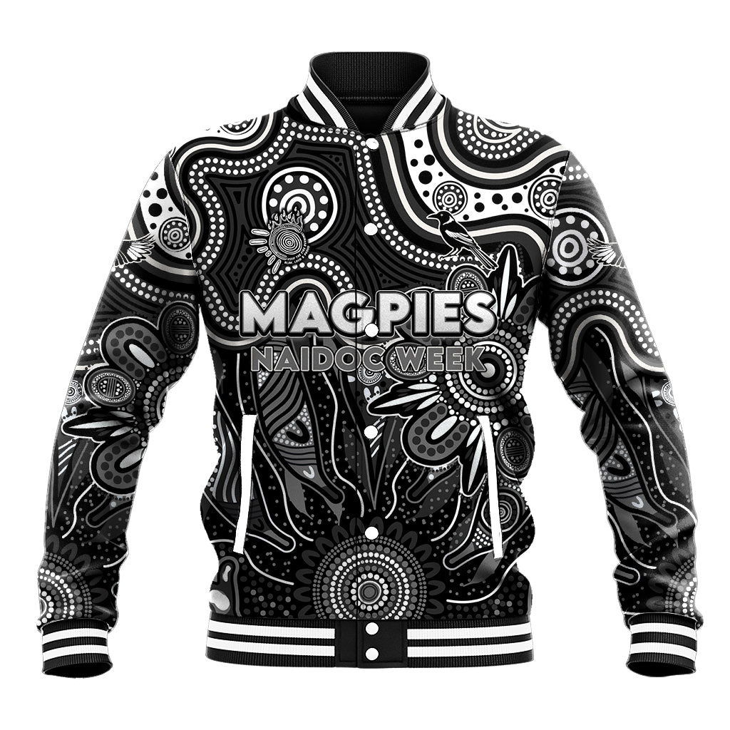 Personalised Magpies NAIDOC Week 2024 Baseball Jacket Aussie Aboriginal Art