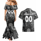 Personalised Magpies NAIDOC Week 2024 Couples Matching Mermaid Dress and Hawaiian Shirt Aussie Aboriginal Art