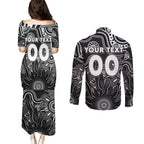 Personalised Magpies NAIDOC Week 2024 Couples Matching Puletasi and Long Sleeve Button Shirt Aussie Aboriginal Art