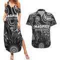 Personalised Magpies NAIDOC Week 2024 Couples Matching Summer Maxi Dress and Hawaiian Shirt Aussie Aboriginal Art