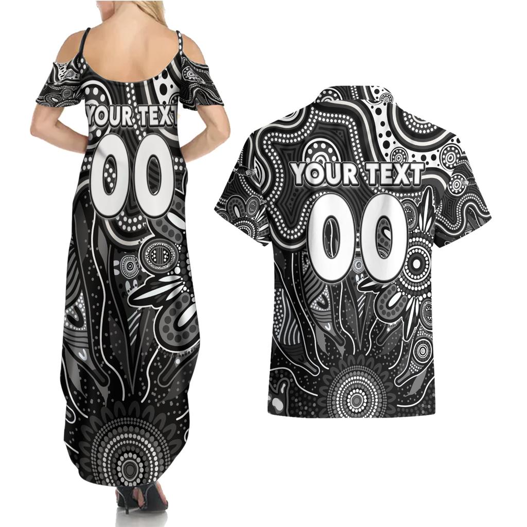 Personalised Magpies NAIDOC Week 2024 Couples Matching Summer Maxi Dress and Hawaiian Shirt Aussie Aboriginal Art