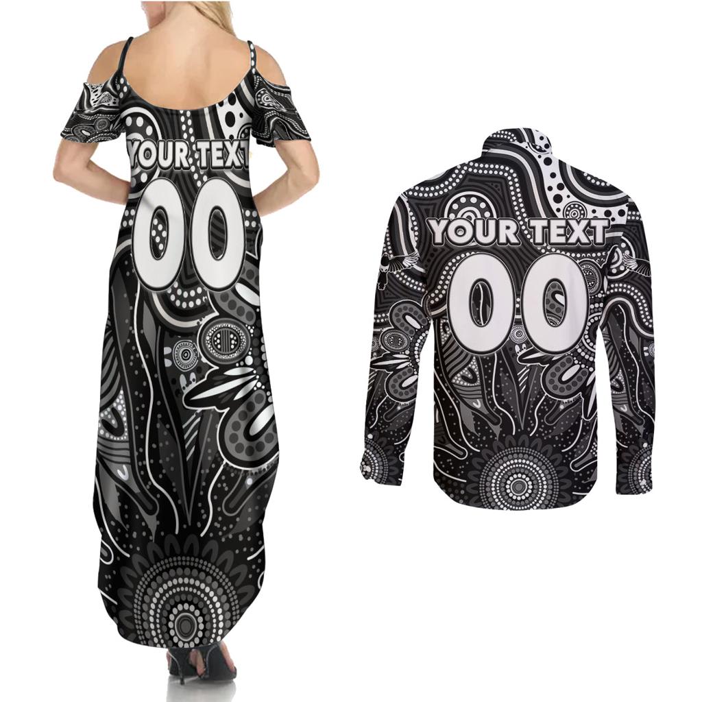 Personalised Magpies NAIDOC Week 2024 Couples Matching Summer Maxi Dress and Long Sleeve Button Shirt Aussie Aboriginal Art