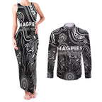 Personalised Magpies NAIDOC Week 2024 Couples Matching Tank Maxi Dress and Long Sleeve Button Shirt Aussie Aboriginal Art