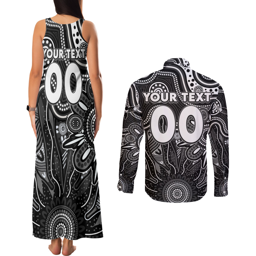 Personalised Magpies NAIDOC Week 2024 Couples Matching Tank Maxi Dress and Long Sleeve Button Shirt Aussie Aboriginal Art