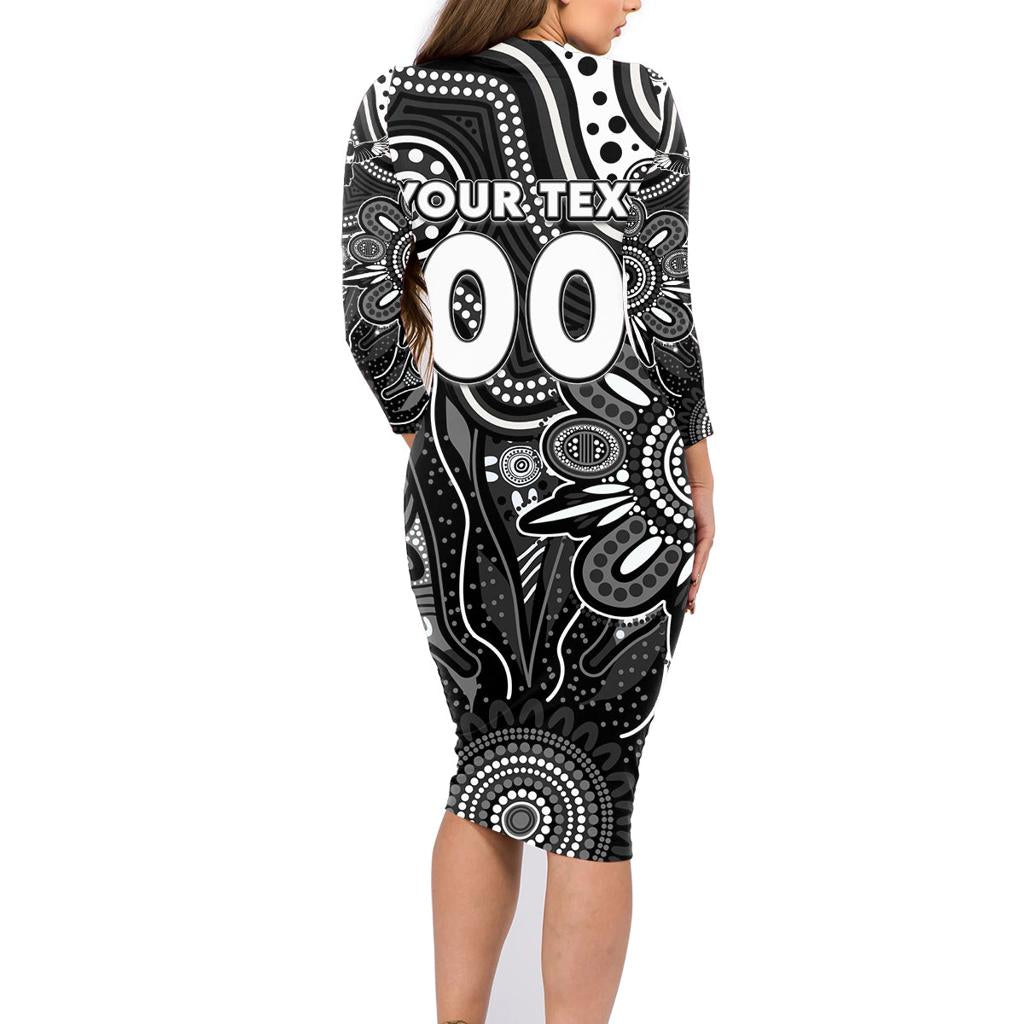 Personalised Magpies NAIDOC Week 2024 Family Matching Long Sleeve Bodycon Dress and Hawaiian Shirt Aussie Aboriginal Art