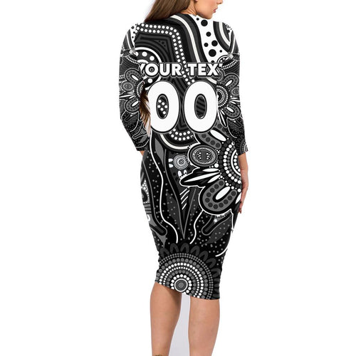 Personalised Magpies NAIDOC Week 2024 Family Matching Long Sleeve Bodycon Dress and Hawaiian Shirt Aussie Aboriginal Art