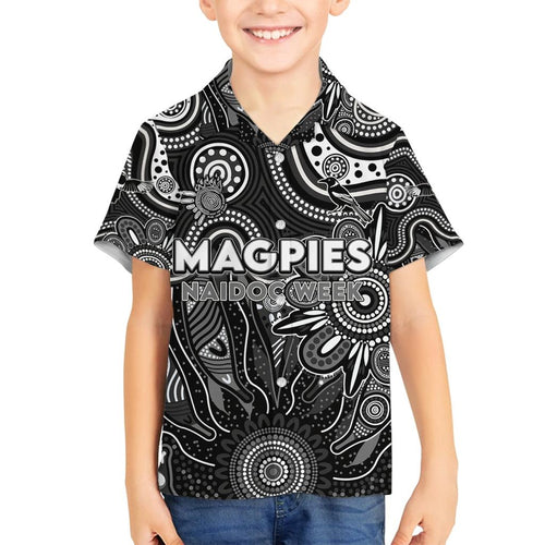 Personalised Magpies NAIDOC Week 2024 Family Matching Long Sleeve Bodycon Dress and Hawaiian Shirt Aussie Aboriginal Art