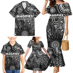 Personalised Magpies NAIDOC Week 2024 Family Matching Mermaid Dress and Hawaiian Shirt Aussie Aboriginal Art