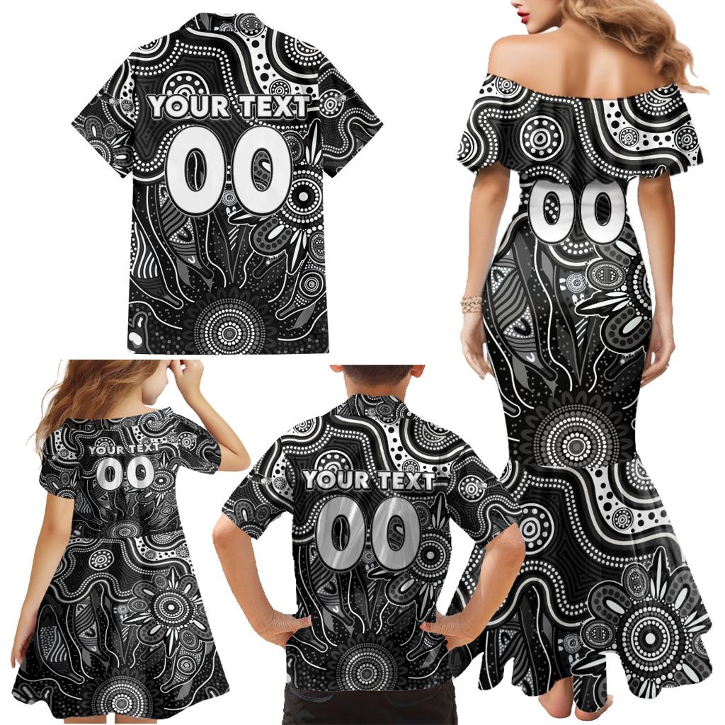 Personalised Magpies NAIDOC Week 2024 Family Matching Mermaid Dress and Hawaiian Shirt Aussie Aboriginal Art