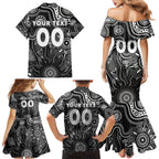 Personalised Magpies NAIDOC Week 2024 Family Matching Mermaid Dress and Hawaiian Shirt Aussie Aboriginal Art