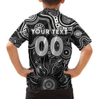 Personalised Magpies NAIDOC Week 2024 Family Matching Off The Shoulder Long Sleeve Dress and Hawaiian Shirt Aussie Aboriginal Art