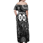 Personalised Magpies NAIDOC Week 2024 Family Matching Off Shoulder Maxi Dress and Hawaiian Shirt Aussie Aboriginal Art