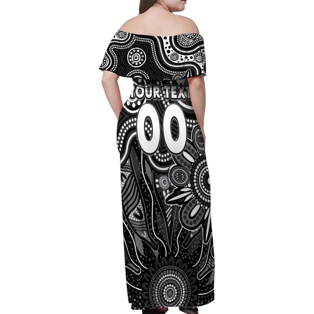 Personalised Magpies NAIDOC Week 2024 Family Matching Off Shoulder Maxi Dress and Hawaiian Shirt Aussie Aboriginal Art
