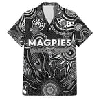 Personalised Magpies NAIDOC Week 2024 Family Matching Off Shoulder Short Dress and Hawaiian Shirt Aussie Aboriginal Art