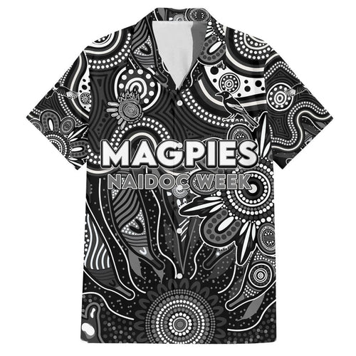 Personalised Magpies NAIDOC Week 2024 Family Matching Off Shoulder Short Dress and Hawaiian Shirt Aussie Aboriginal Art