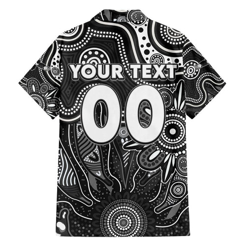 Personalised Magpies NAIDOC Week 2024 Family Matching Off Shoulder Short Dress and Hawaiian Shirt Aussie Aboriginal Art
