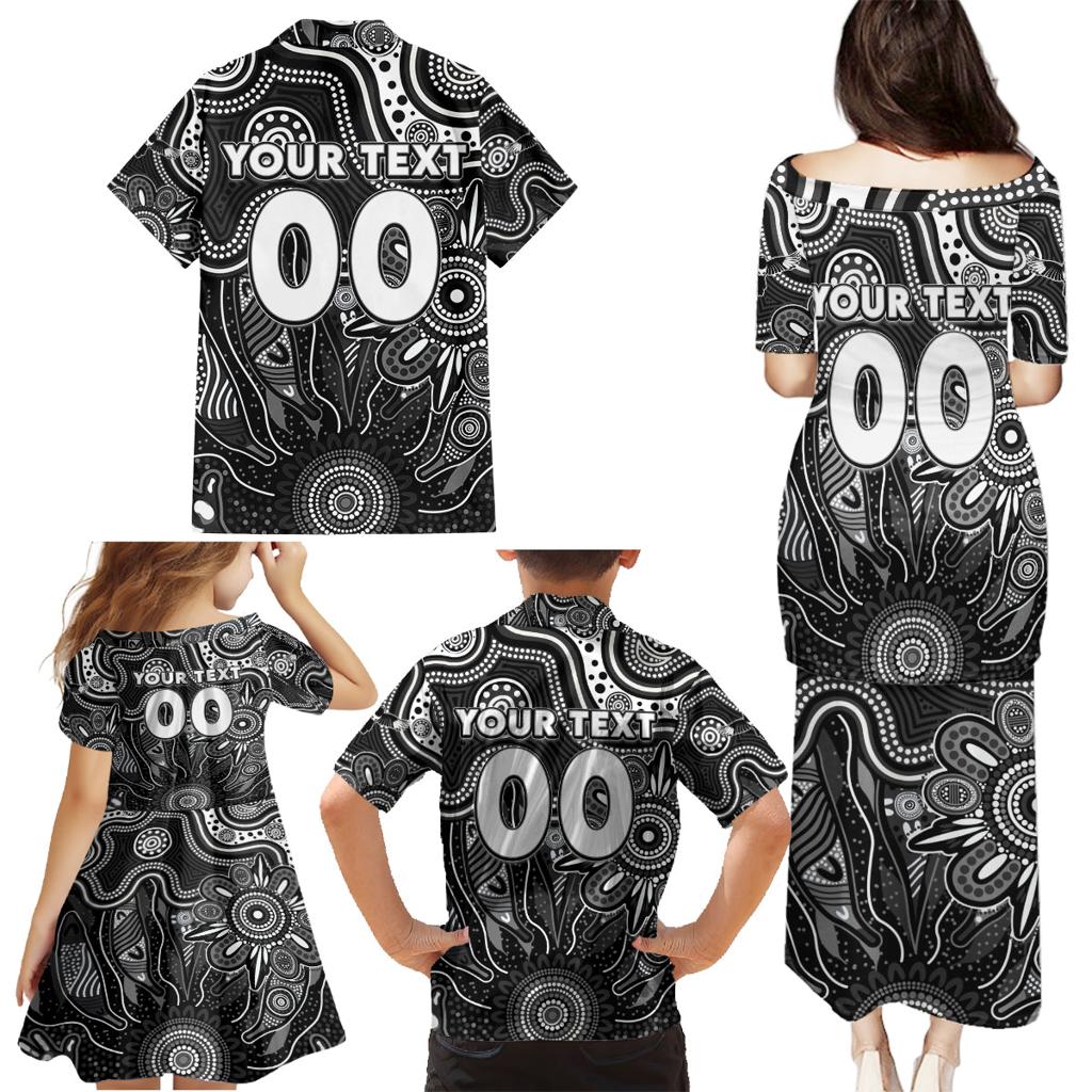 Personalised Magpies NAIDOC Week 2024 Family Matching Puletasi and Hawaiian Shirt Aussie Aboriginal Art