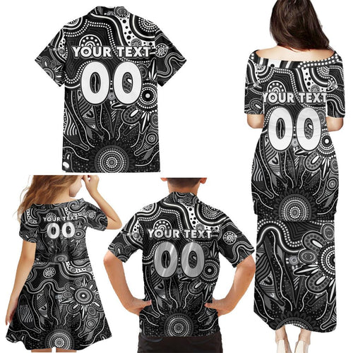 Personalised Magpies NAIDOC Week 2024 Family Matching Puletasi and Hawaiian Shirt Aussie Aboriginal Art