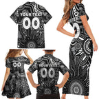 Personalised Magpies NAIDOC Week 2024 Family Matching Short Sleeve Bodycon Dress and Hawaiian Shirt Aussie Aboriginal Art