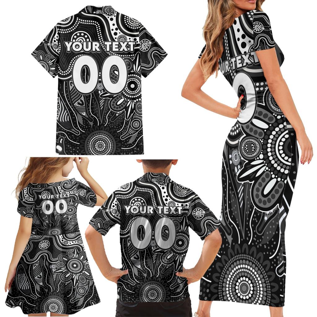 Personalised Magpies NAIDOC Week 2024 Family Matching Short Sleeve Bodycon Dress and Hawaiian Shirt Aussie Aboriginal Art
