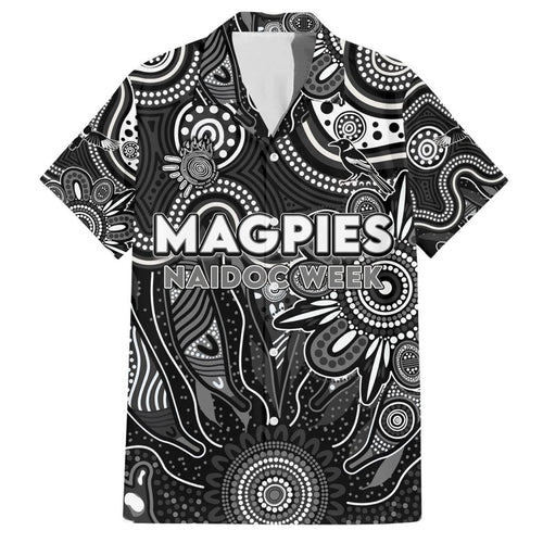 Personalised Magpies NAIDOC Week 2024 Family Matching Short Sleeve Bodycon Dress and Hawaiian Shirt Aussie Aboriginal Art