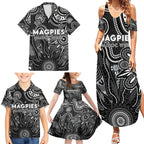 Personalised Magpies NAIDOC Week 2024 Family Matching Summer Maxi Dress and Hawaiian Shirt Aussie Aboriginal Art