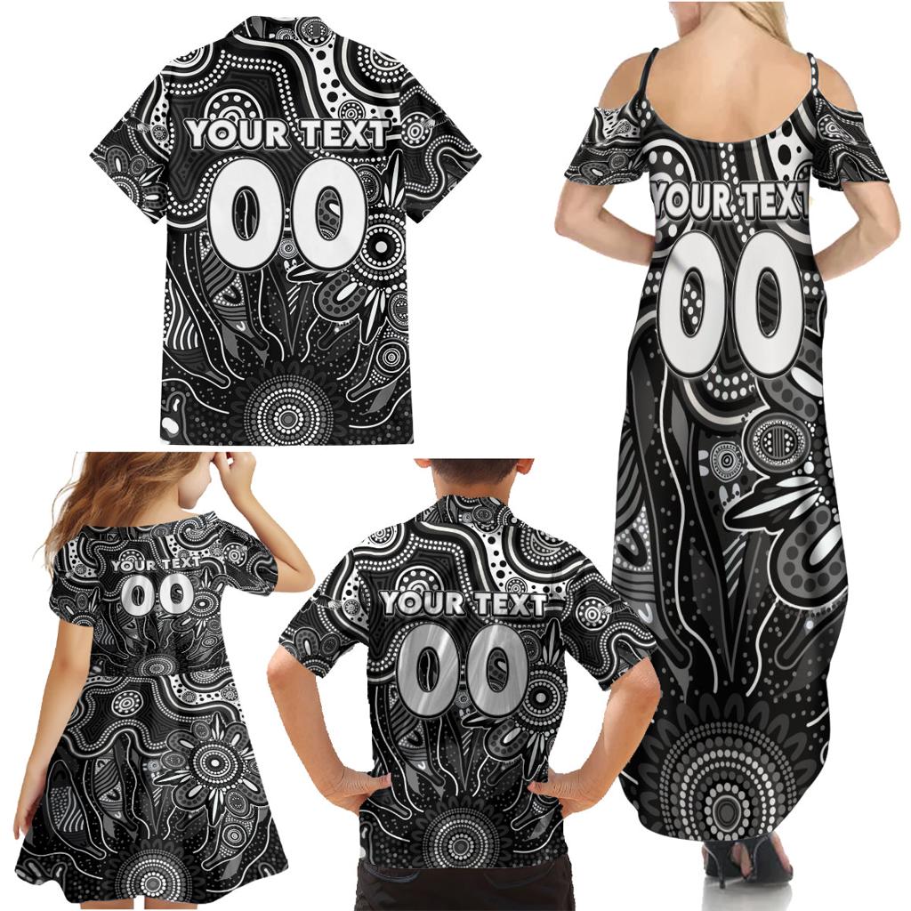 Personalised Magpies NAIDOC Week 2024 Family Matching Summer Maxi Dress and Hawaiian Shirt Aussie Aboriginal Art