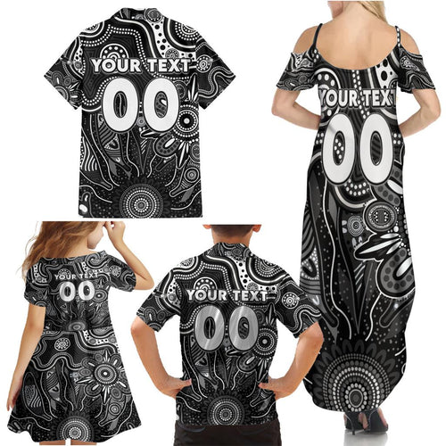 Personalised Magpies NAIDOC Week 2024 Family Matching Summer Maxi Dress and Hawaiian Shirt Aussie Aboriginal Art