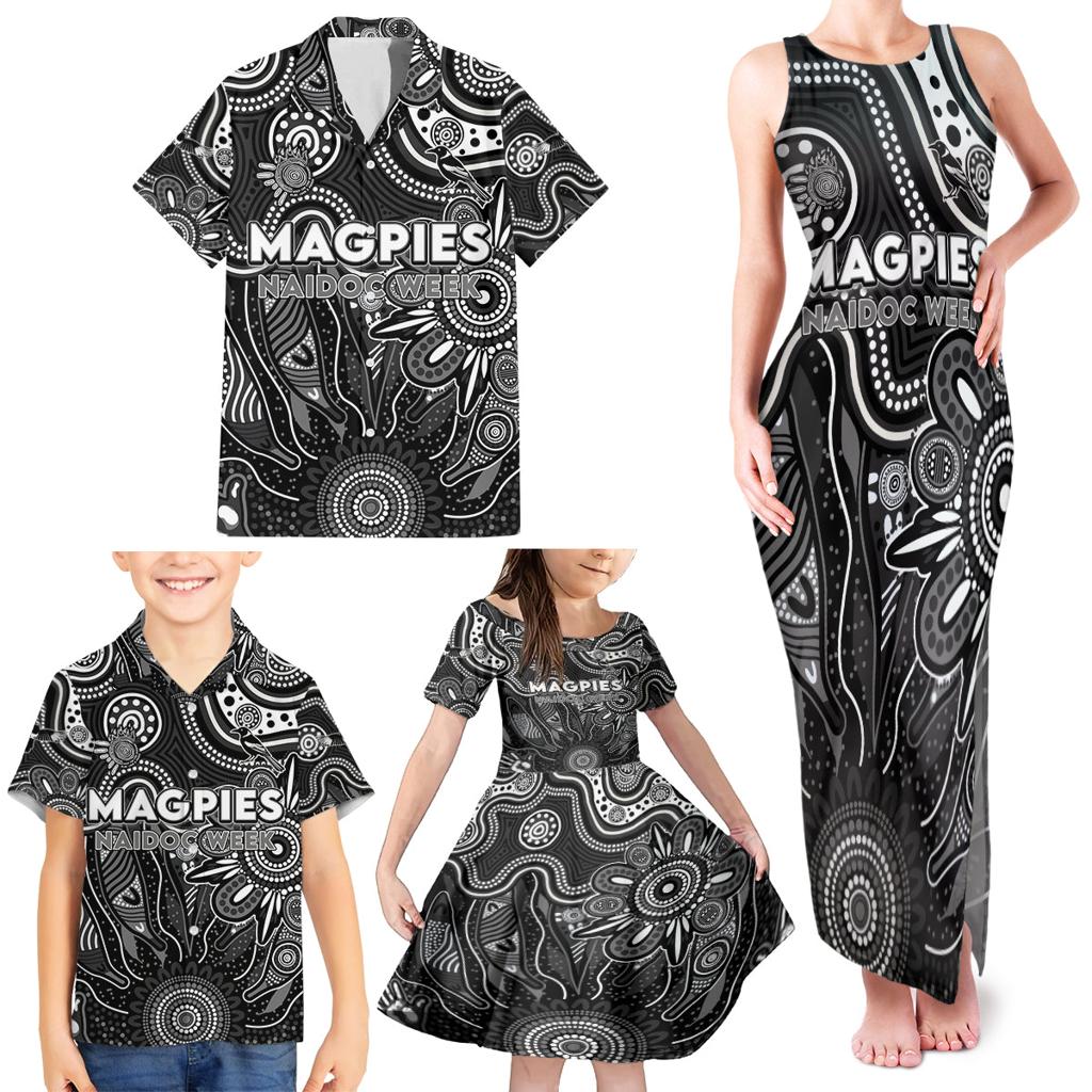 Personalised Magpies NAIDOC Week 2024 Family Matching Tank Maxi Dress and Hawaiian Shirt Aussie Aboriginal Art