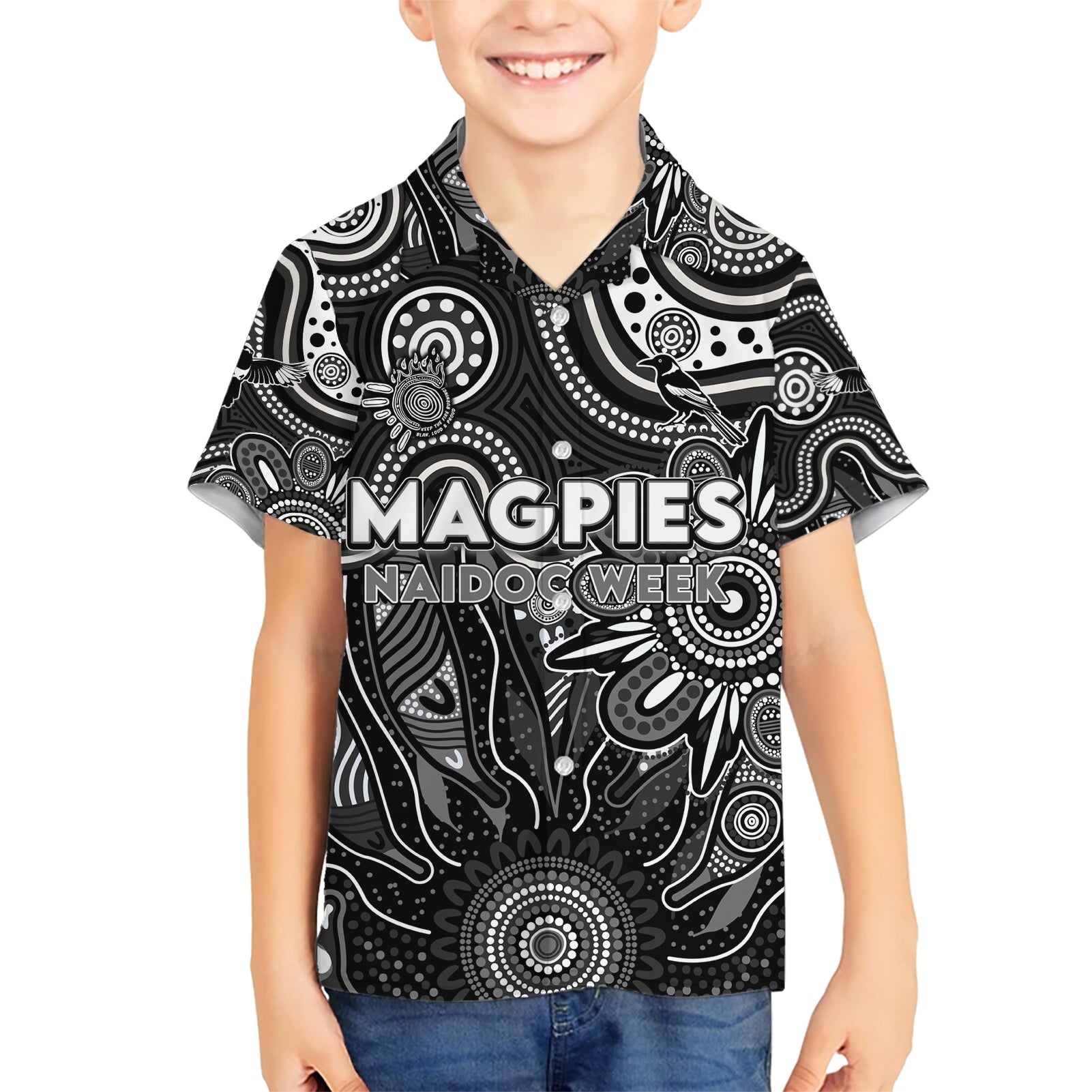 Personalised Magpies NAIDOC Week 2024 Hawaiian Shirt Aussie Aboriginal Art