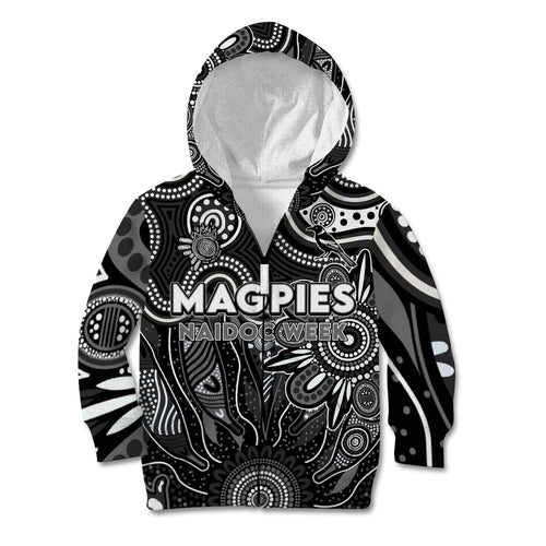 Personalised Magpies NAIDOC Week 2024 Kid Hoodie Aussie Aboriginal Art