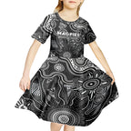 Personalised Magpies NAIDOC Week 2024 Kid Short Sleeve Dress Aussie Aboriginal Art