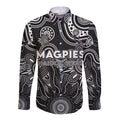 Personalised Magpies NAIDOC Week 2024 Long Sleeve Button Shirt Aussie Aboriginal Art