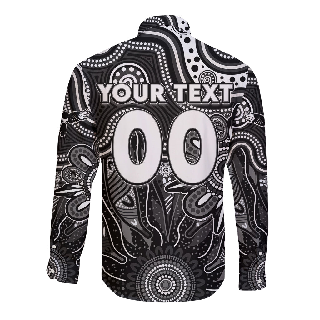 Personalised Magpies NAIDOC Week 2024 Long Sleeve Button Shirt Aussie Aboriginal Art
